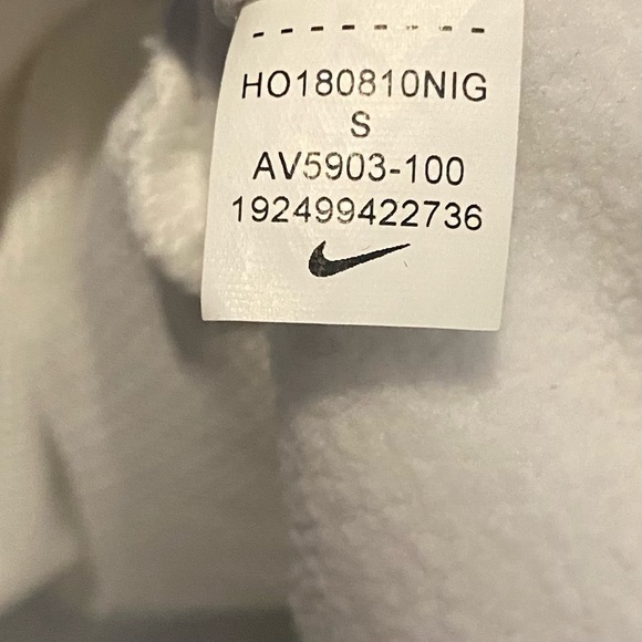 Nike Unisex White Swoosh Hoodie Size Small - Picture 7 of 10